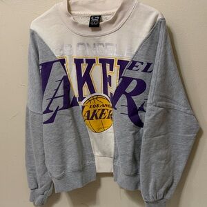 NBA Lakers Gray and Cream Women's Sweater